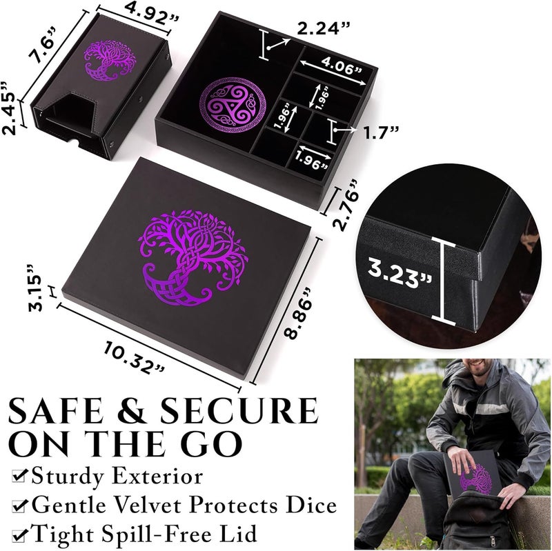 Soar Forge Dice Tray and Dice Tower for DND and RPG - All-in-One Game Roamer Tray & Large Tower for Random Rolls - Stores Your Sets, Mini's and More Compatible with D&D (Purple Tree) - Image 5